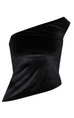 Black Velvet Asymmetric Long Top