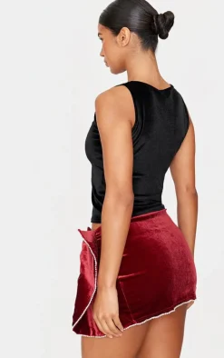 Black Velvet Boatneck Long Top