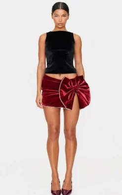 Black Velvet Boatneck Long Top