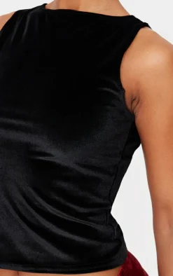Black Velvet Boatneck Long Top