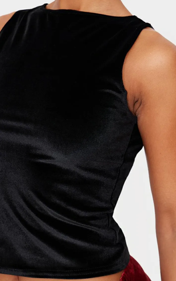 Black Velvet Boatneck Long Top