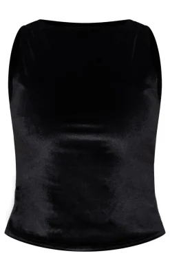 Black Velvet Boatneck Long Top