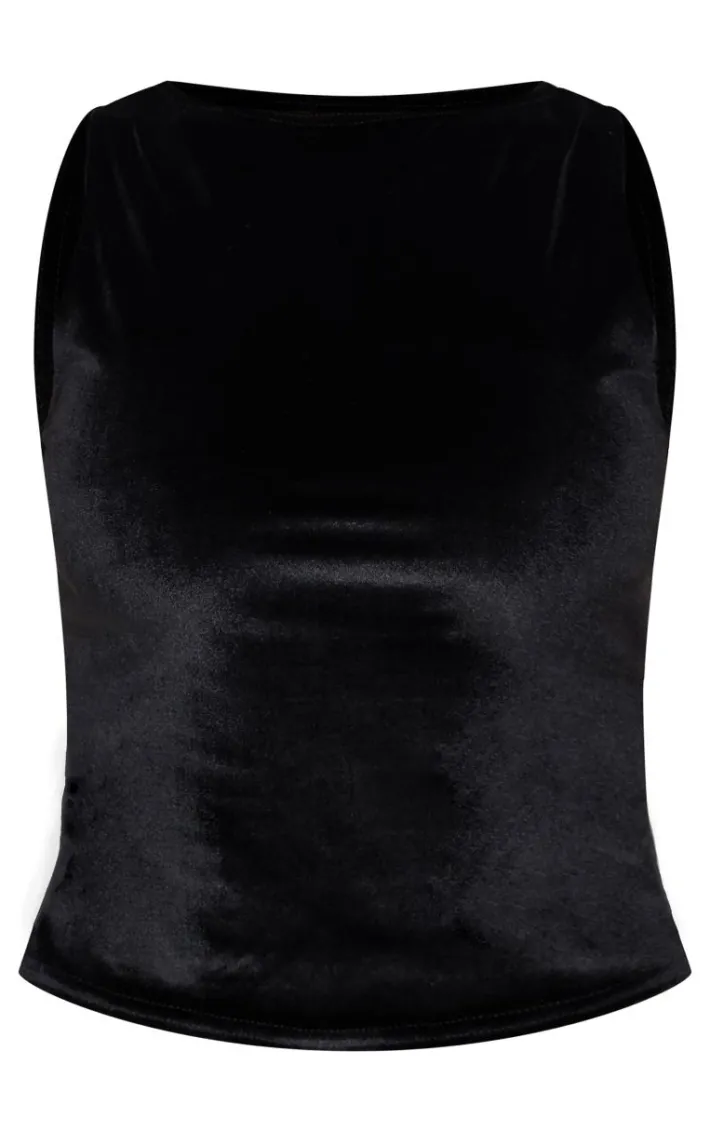 Black Velvet Boatneck Long Top