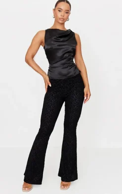 Black Velvet Lace Flare Leg Pants