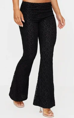 Black Velvet Lace Flare Leg Pants