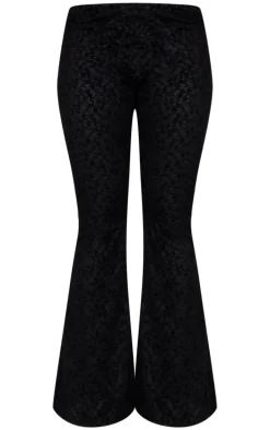 Black Velvet Lace Flare Leg Pants