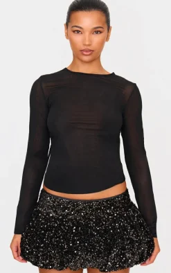 Black Velvet Mixed Sequin Mini Puffball Skirt