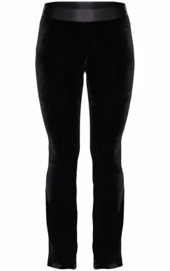 Black Velvet Satin Waistband Skinny Flare Pants