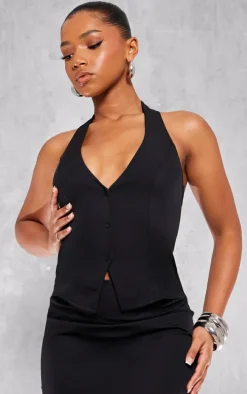 Black Vest Detail Maxi Dress