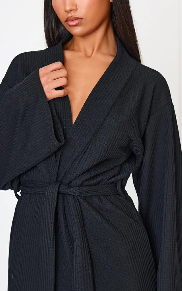 Black Waffle Robe
