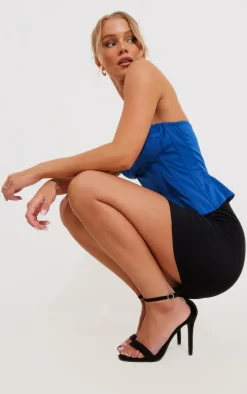 Black Wide Fit Clover Single Strap Heeled Sandal