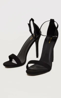 Black Wide Fit Clover Single Strap Heeled Sandal