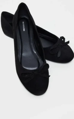 Black Wide Fit Round Toe Ballet Shoes