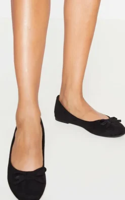 Black Wide Fit Round Toe Ballet Shoes