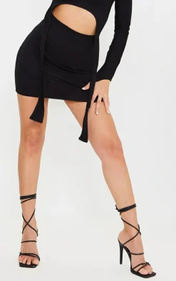 Black Wide Fit Tube Strappy Laces Up High Heels