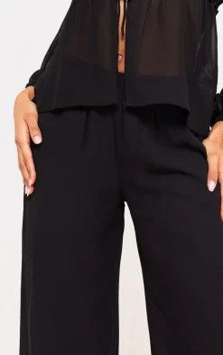 Black Wide Leg Chiffon Pants