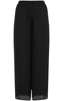 Black Wide Leg Chiffon Pants