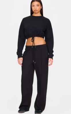 Black Wide Leg Drawstring Sweatpants