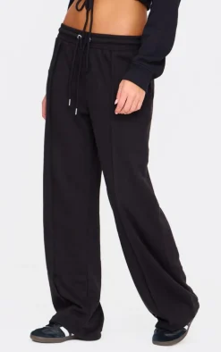 Black Wide Leg Drawstring Sweatpants