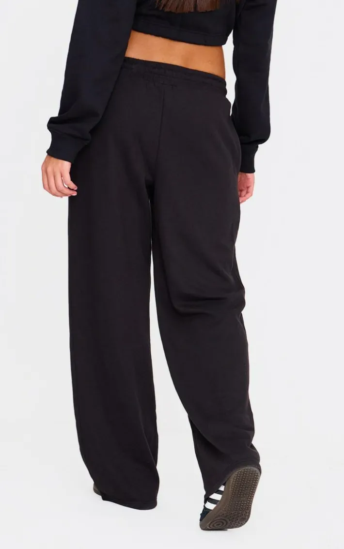 Black Wide Leg Drawstring Sweatpants