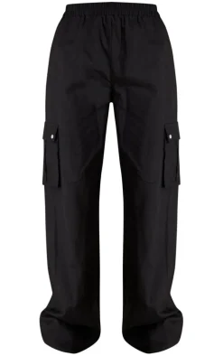 Black Wide Leg High Waisted Cargo Pants