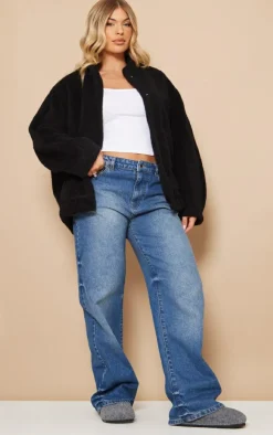 Black Wool Look Oversized Jacket