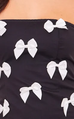 Black Woven Bow Detail Bandeau Shift Dress