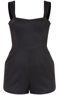 Black Woven Cut Out Bow Romper