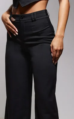 Black Woven Double Belt Loop Suit Pants