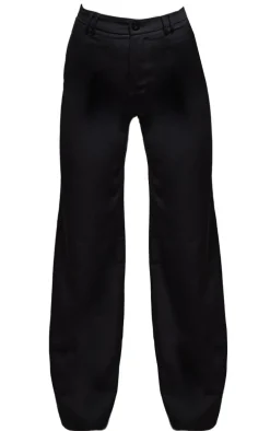 Black Woven Double Belt Loop Suit Pants