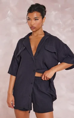 Black Woven Floaty Short