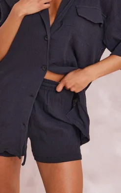 Black Woven Floaty Short