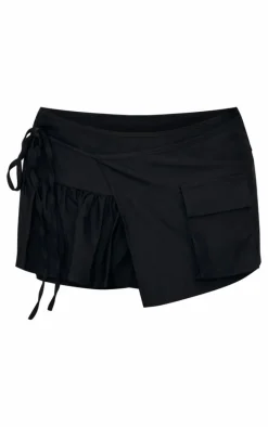 Black Woven Frill Detail Cargo Skort