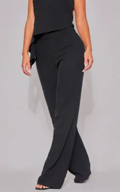 Black Woven High Waist Tailored Pants