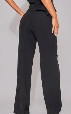 Black Woven High Waist Tailored Pants