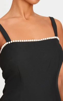 Black Woven Pearl Mini Dress