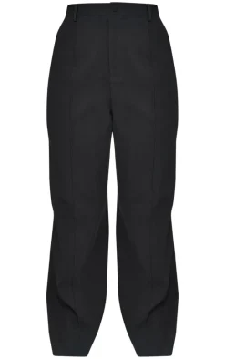 Black Woven Pin Tuck Premium Straight Leg Pants