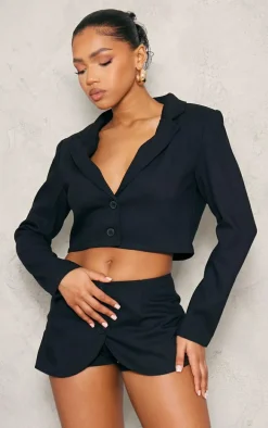 Black Woven Pocket Detail Skort