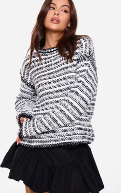 Black Woven Ruched Panel Detail Skater Skirt