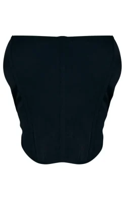 Black Woven Structured Bandeau Corset