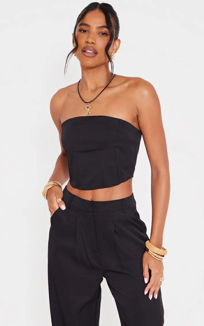 Black Woven Tailored Corset