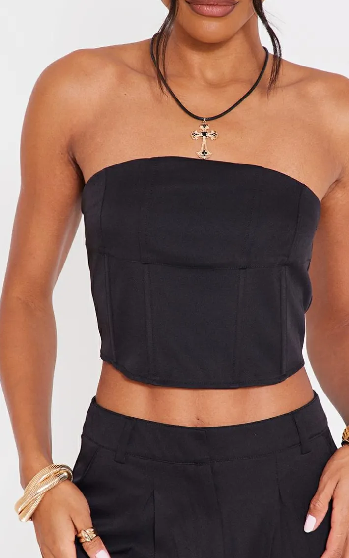 Black Woven Tailored Corset