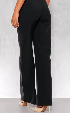 Black Woven Tailored Wide Leg Pocket Detail Pants