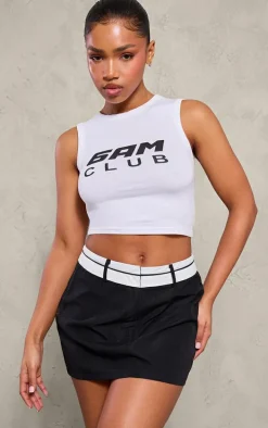 Black Woven Turnover Waistband Low Rise Micro Mini Skirt