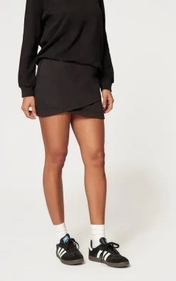 Black Wrap Sweat Mini Skirt