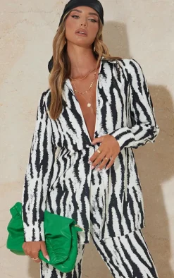 Black Zebra Oversized Print Shirt