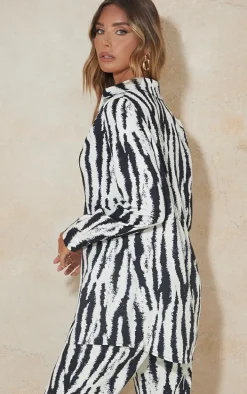 Black Zebra Oversized Print Shirt