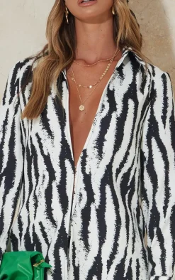 Black Zebra Oversized Print Shirt