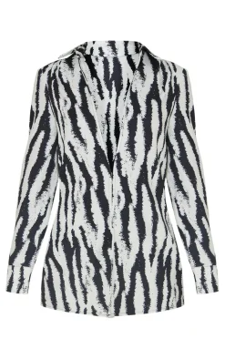 Black Zebra Oversized Print Shirt
