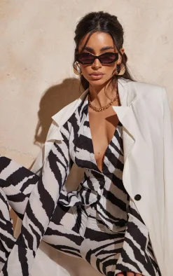 Black Zebra Print Chiffon Fitted Shirt